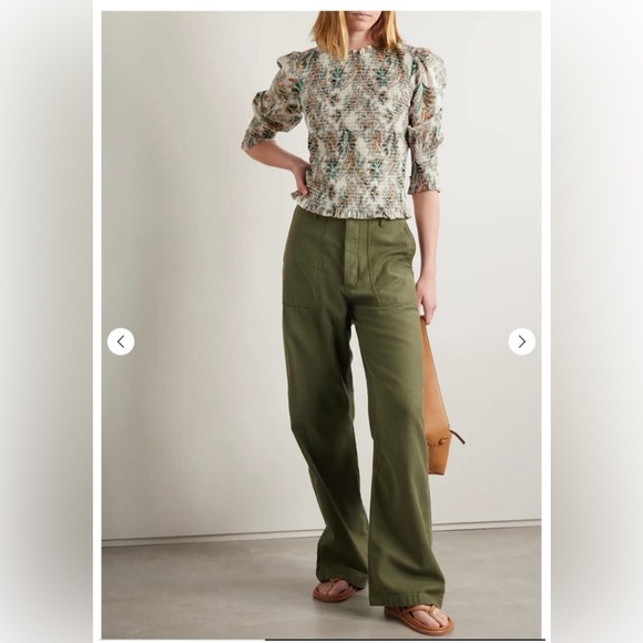 VERONICA BEARD Kali Floral Smocked Puff Sleeves Blouse Top Sz 6 Originally $398 - Picture 3 of 14